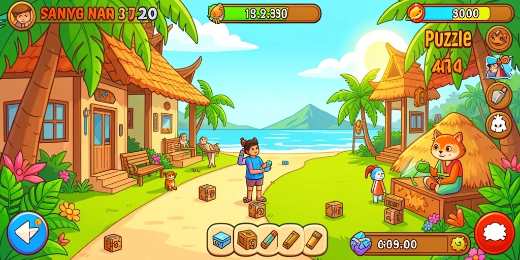 Layar gameplay dengan berbagai tantangan yang menantang.